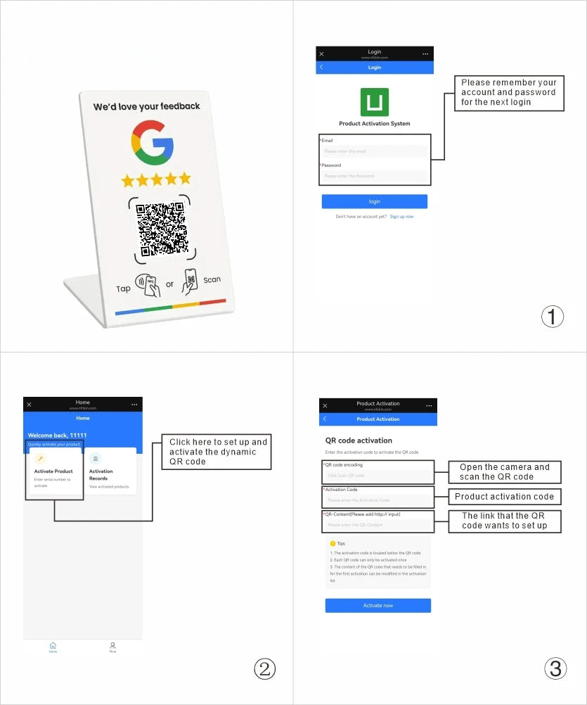 Nfc 215 programmable QR code Google Review Card NFC station table NFC Google Reviews display bending card standing brand bracket